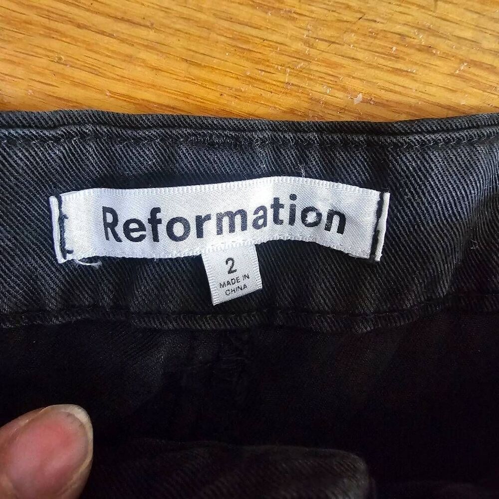 Reformation Black High Waisted Wide Leg Pleated Trousers - Picture 4 of 9